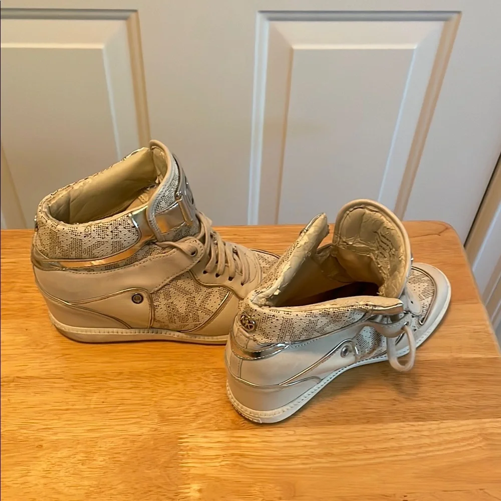 Michael Kors Kids' Cream High-Top Sneakers - Picture 2 of 6